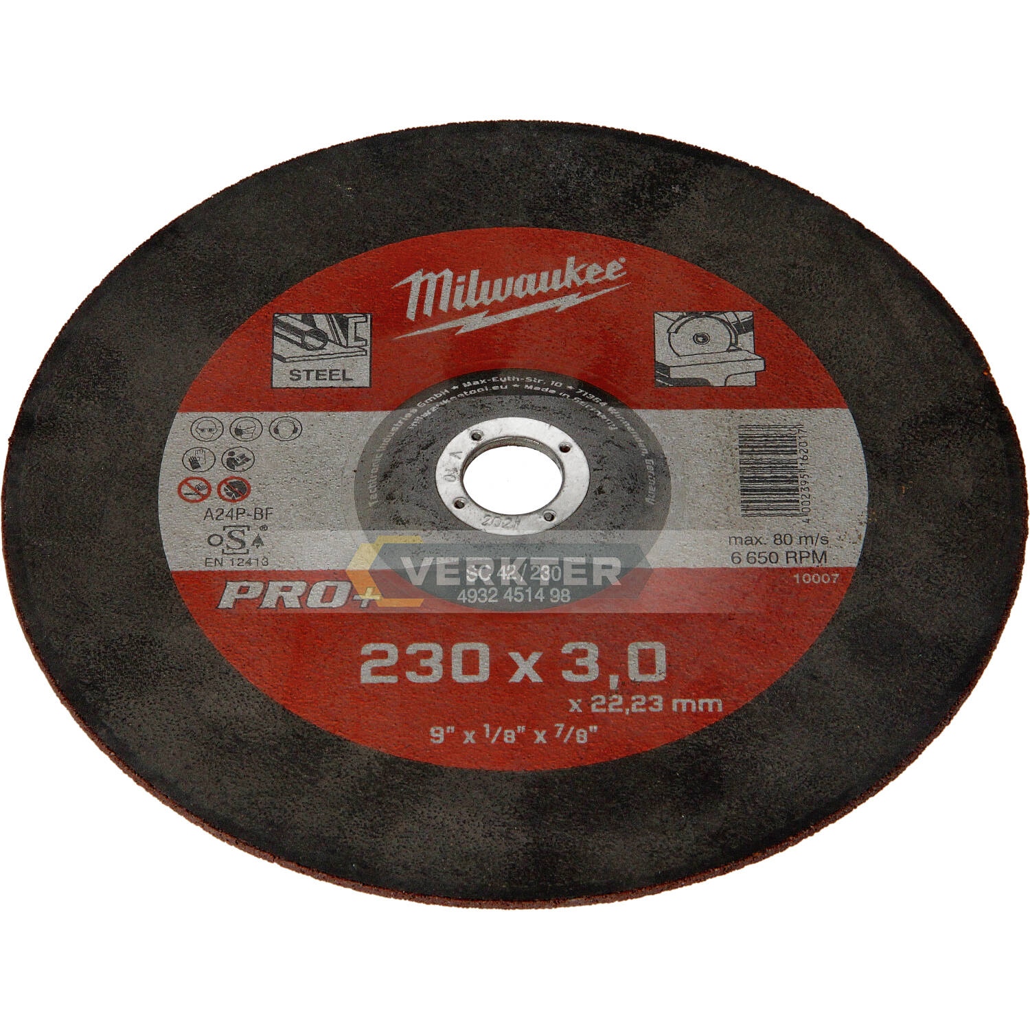 Abrazīvais griešanas disks Milwaukee PRO+ 4932451498; 230x3 mm; metālam