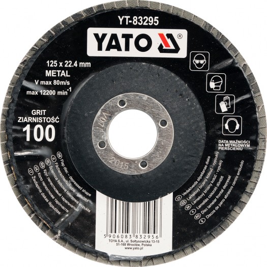 Lāpstveida slīpēšanas disks Yato YT-83293; P60; 125x22 mm