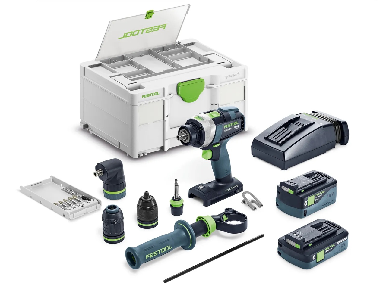 Urbjmašīna-skrūvgriezis Festool QUADRIVE TPC 18/4 5,0/4,0 I-Set/XL;  18 V; 5,0 Ah + 4,0 Ah akum.