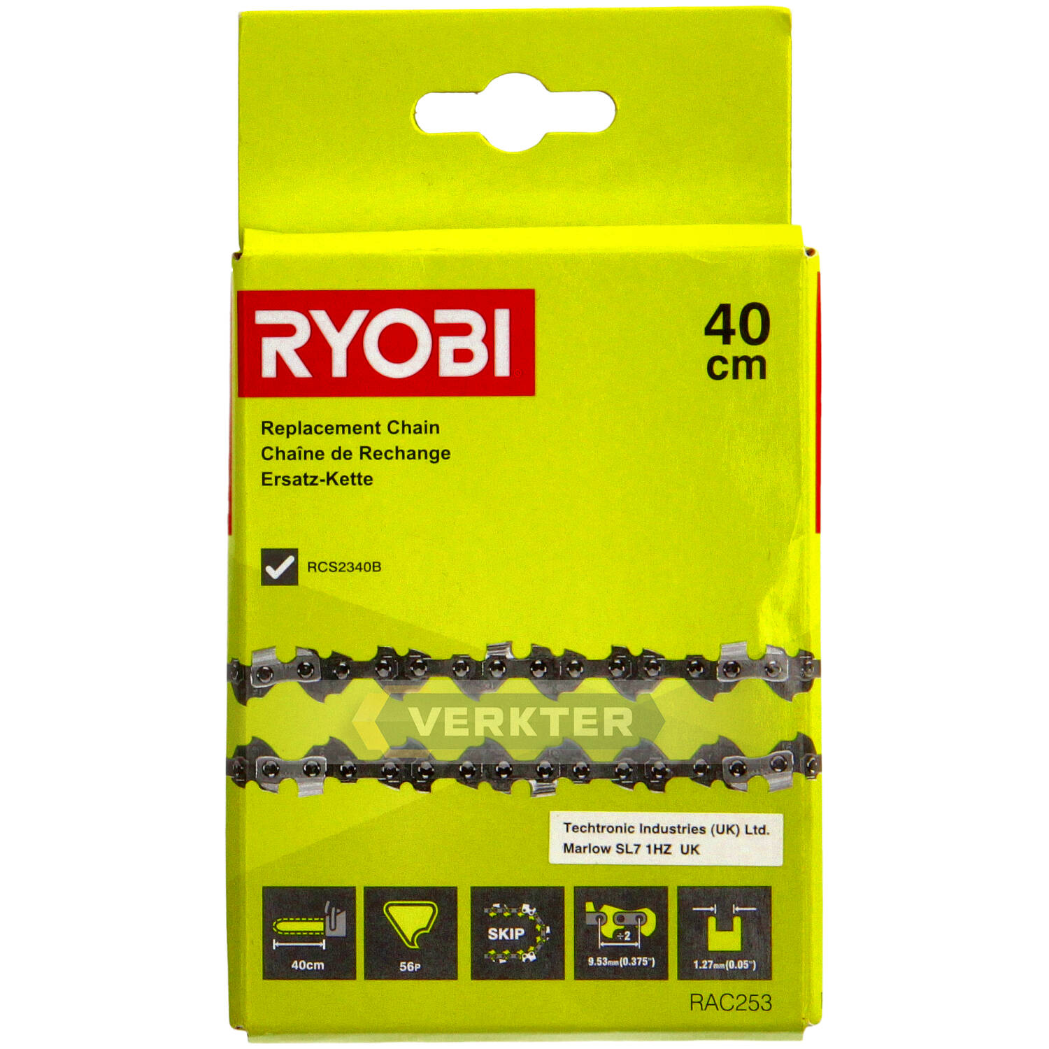 Zāģa ķēde Ryobi RAC253 16''; 40 cm; 3/8''; 56; 1,3 mm