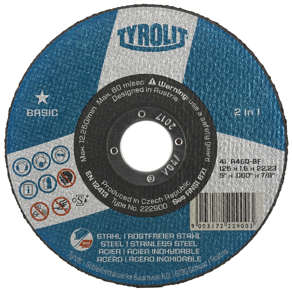 Abrazīvais griešanas disks Tyrolit; 125x1,0 mm metālam