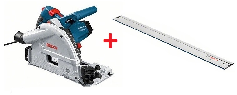 Iegremdējamais ripzāģis Bosch GKT 55 GCE + vadlineāls Bosch FSN 1600