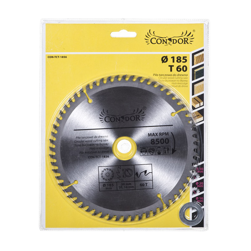 Griešanas disks kokam Condor CON-TCT-1856; 185 mm; Z60