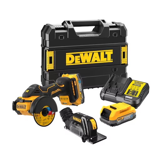 Leņķa slīpmašīna DeWalt DCS438E2T-QW; 18 V; 2x1,7 Ah akum.