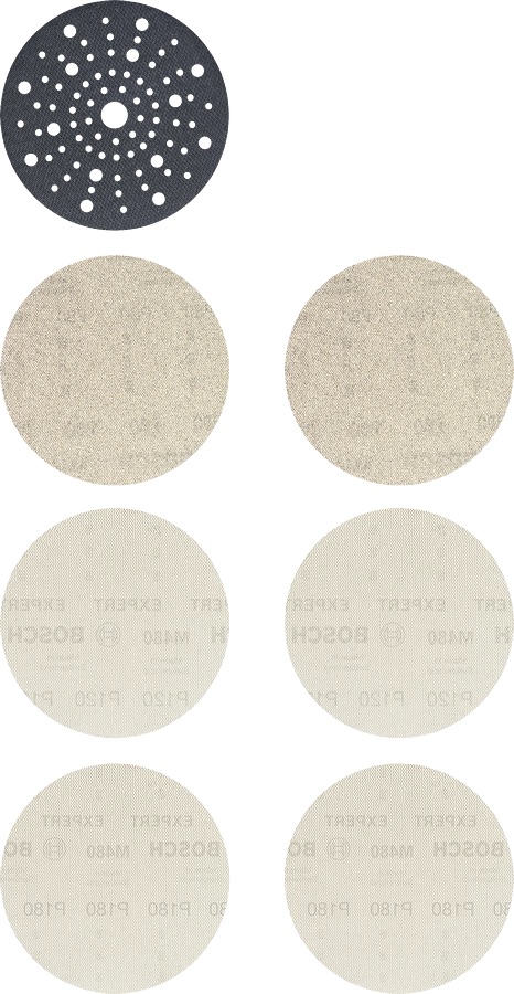 Slīpēšanas siets Bosch M480; 150 mm; P80/120/180; 7 gab.