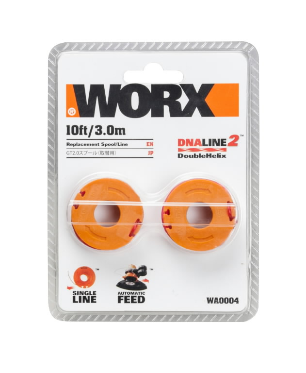Zāles trimmera spole un aukla Worx WA0004.1; 1,65 mm/3 m; 2 gab.