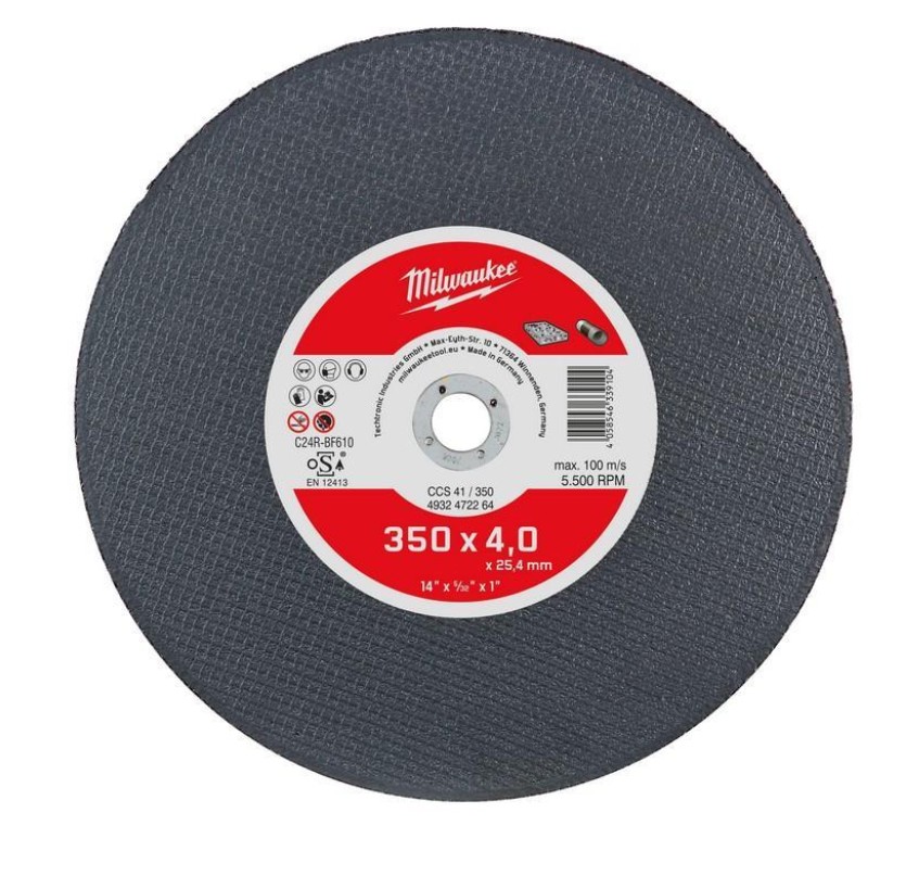 Abrazīvais griešanas disks Milwaukee 4932472264; 350x4x25,4 mm