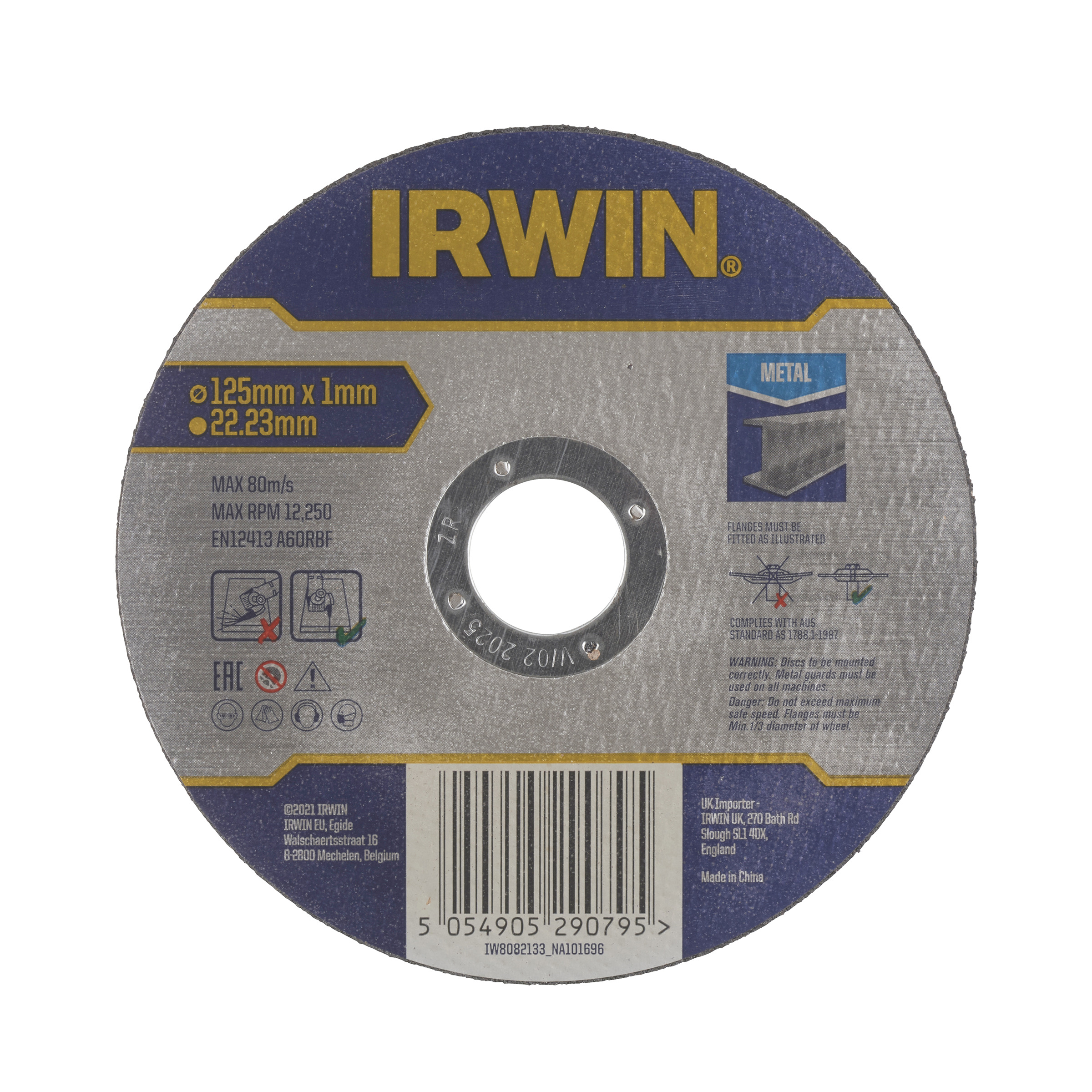 Abrazīvais griešanas disks Irwin IW8082133; 125x1 mm