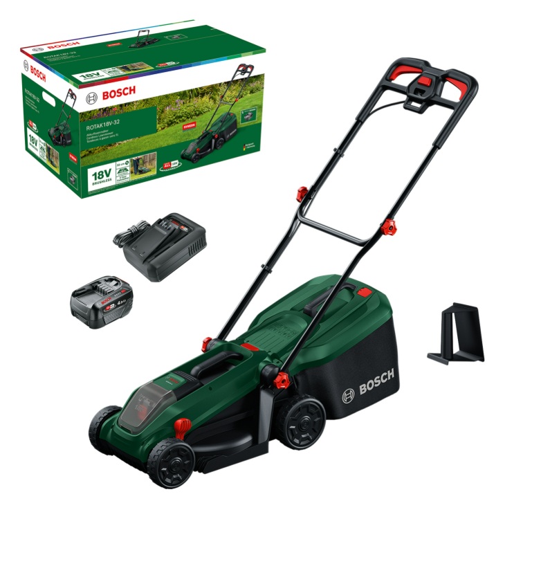 Akumulatora zāles pļāvējs Bosch ROTAK18V-32; 18 V; 1x4,0 Ah akum.