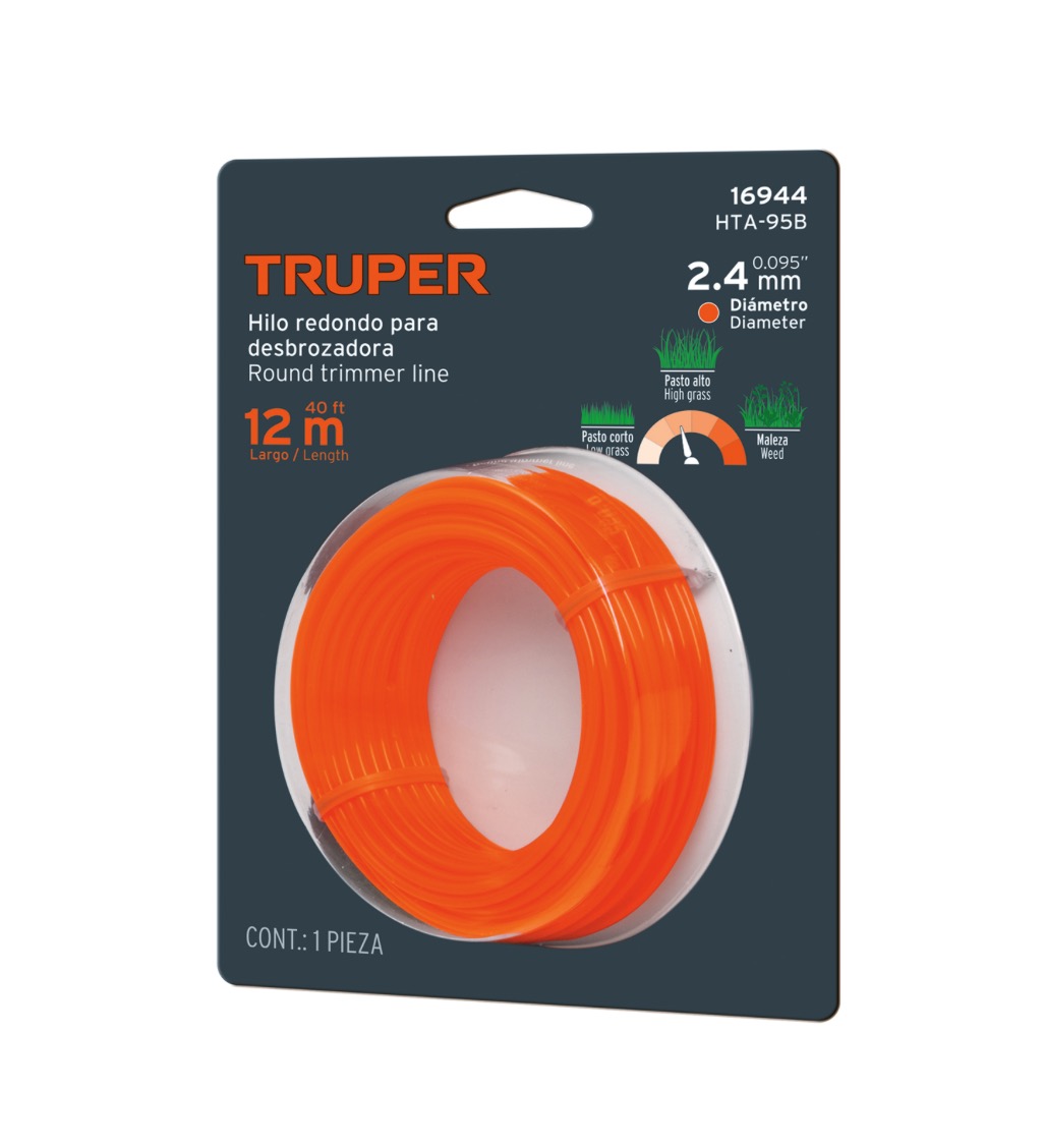 Aukla trimmerim Truper HTA-95B; 2,4 mm x 12 m