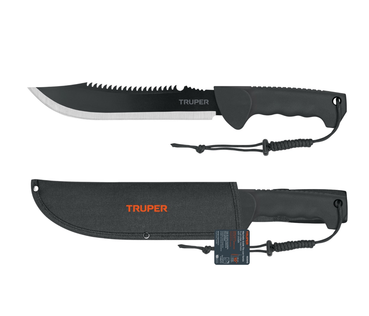Nazis ar fiksētu asmeni, futrālī Truper MACH-10X; 250 mm