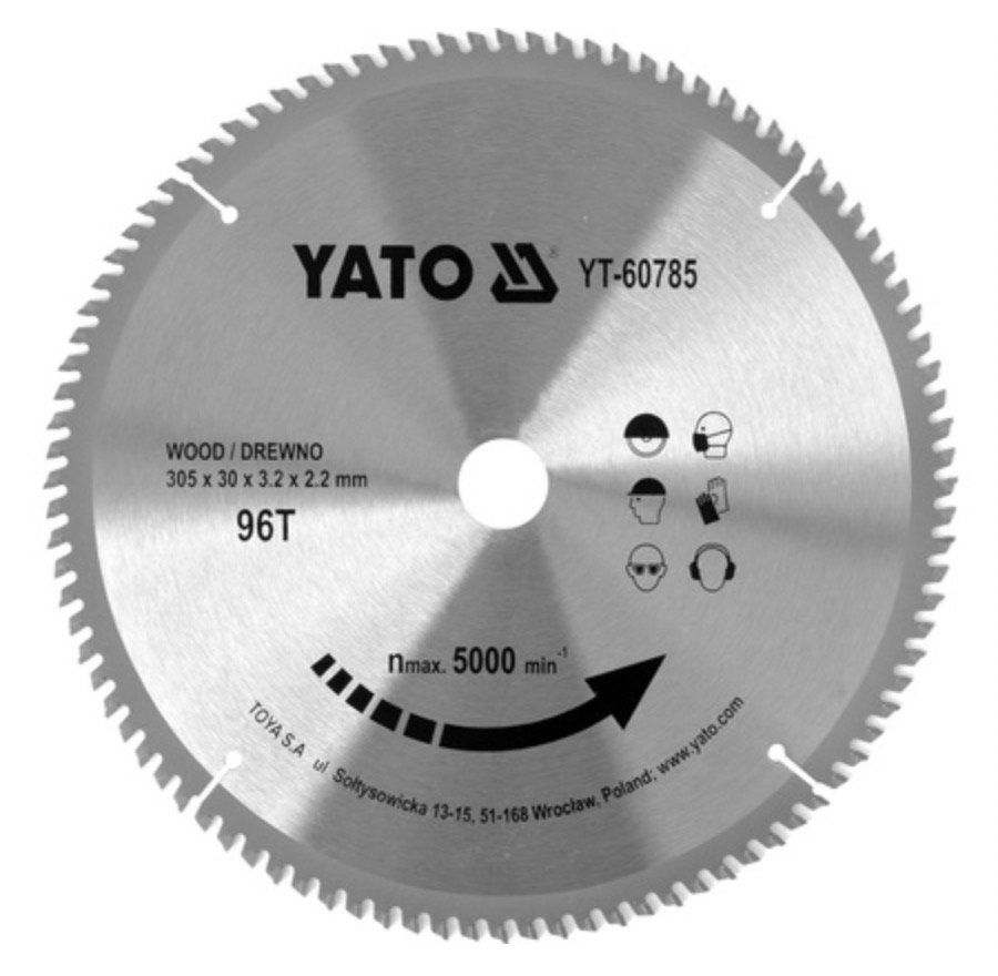 Griešanas disks kokam Yato YT-60785; 305x30 mm; Z96