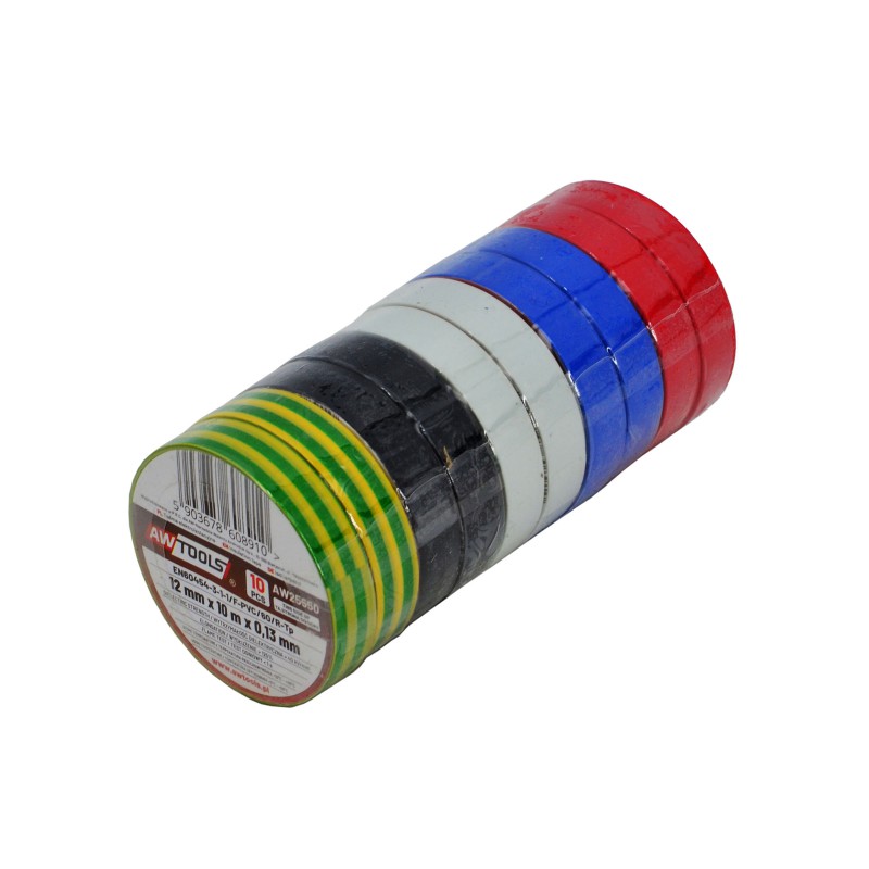 Izolācijas lente AWTools AW25550; 12 mmx10 m; 10 gab.