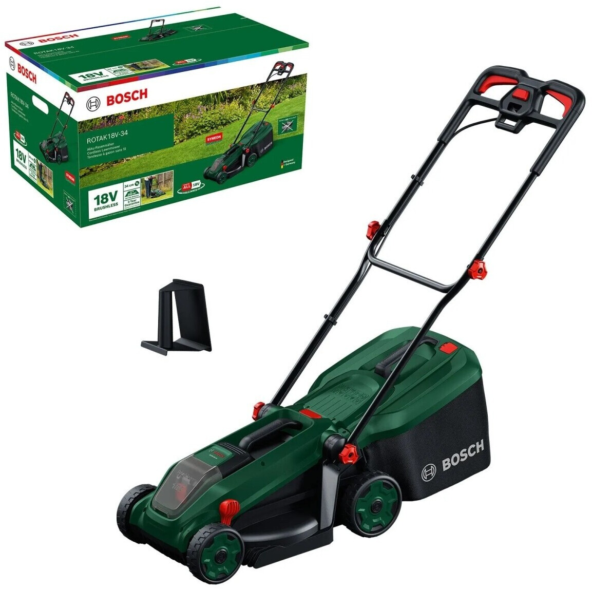 Akumulatora zāles pļāvējs Bosch Rotak 18V-34; 18 V; 34 cm (bez akumulatora un lādētāja)