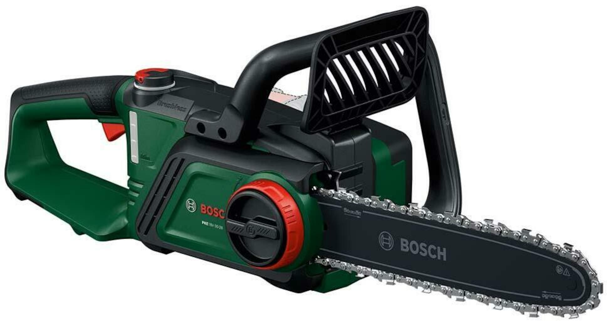 Ķēdes zāģis Bosch PKE18V-30-28; 18 V; 30 cm juosta (bez akumulatora un lādētāja)