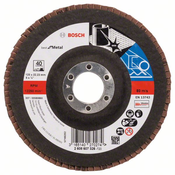 Lāpstveida slīpēšanas disks Bosch Best for Metal; 125 mm