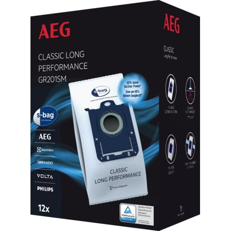Пакет для сбора пыли матерчатый AEG 42075OS; S-Bag Ori. 2.0 GR201M; 12 шт.