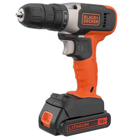 Дрель-шуруповерт Black & Decker BCD001C2-QW; 18 V; 2x1,5 Ah аккум. + зарядное устройство