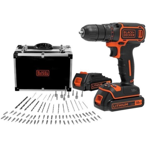 Urbjmašīna-skrūvgriezis Black & Decker BDCDC18BAFC-QW; 18 V; 2x1,5 Ah akum. + piederumi
