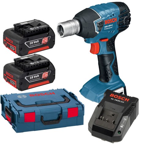 Triecienatslēga Bosch GDS 18 V-LI HT; 18 V; 2x4,0 Ah akum.