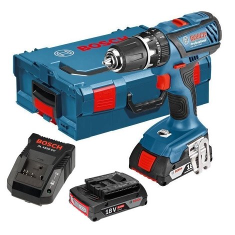 Ударная дрель-шуруповерт Bosch GSB 18-2-Li Plus; 18 V; 2x2,0 Ah аккум.