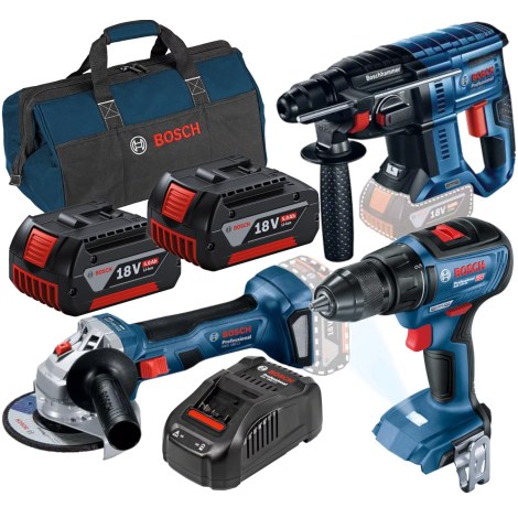 Набор инструментов Bosch Combo (GBH 180 + GWS 180 + GSR 18V-50); 18V; 2x5,0 Ah аккум.