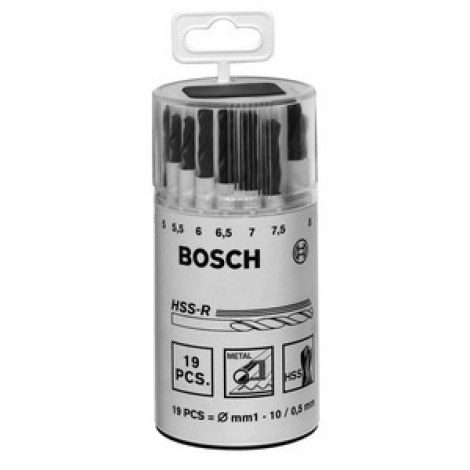 Metāla urbju komplekts Bosch HSS-R; 1-10 mm; 19 gab.