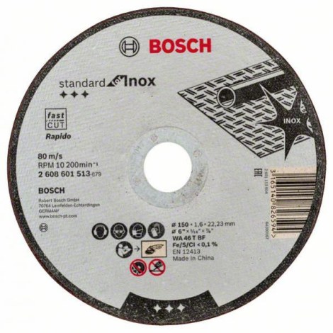 Абразивный режущий диск Bosch Standard for Inox 2608603170; 115x22,23 mm