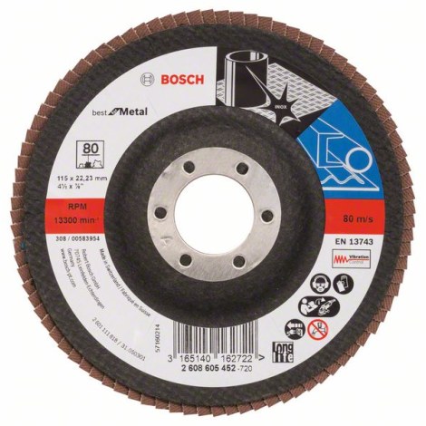 Lāpstveida slīpēšanas disks Bosch Best for Metal; 115 mm