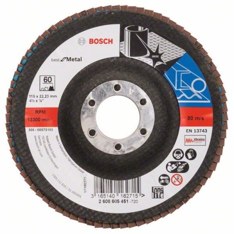 Lāpstveida slīpēšanas disks Bosch Best for Metal X571; 180 mm; K40