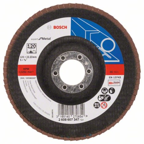 Lāpstveida slīpēšanas disks Bosch Expert for Metal; 125 mm; P120