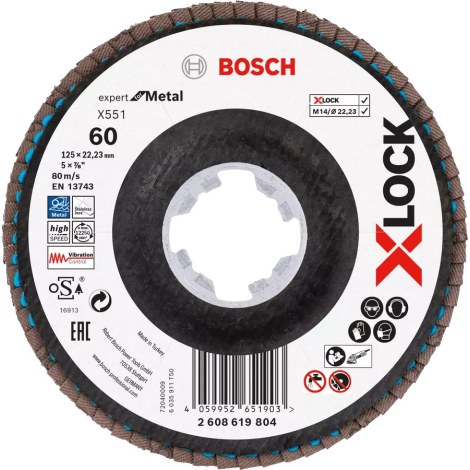 Лепестковый шлифовальный диск Bosch X551; 125 mm; K60