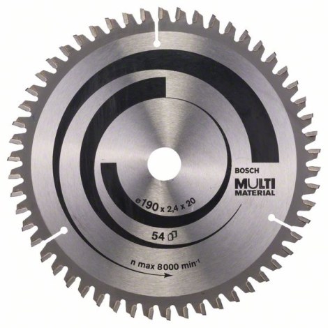 Пильный диск по дереву Bosch MULTI MATERIAL; 190x2,4x20,0 mm; Z54; -5°
