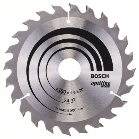Пильный диск по дереву Bosch OPTILINE WOOD; 180x2,6x30,0 mm; Z24; 15°