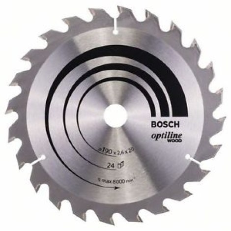 Пильный диск по дереву Bosch OPTILINE WOOD; 190x2,6x20,0 mm; Z24; 15°