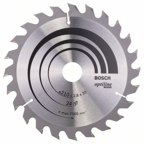Пильный диск по дереву Bosch OPTILINE WOOD; 210x2,8x30,0 mm; Z24; 15°