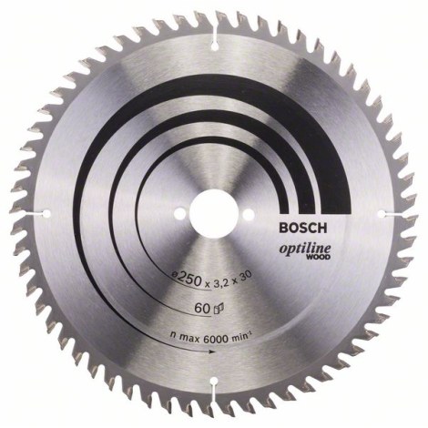 Пильный диск по дереву Bosch OPTILINE WOOD; 250x3,2x30,0 mm; Z60; 10°