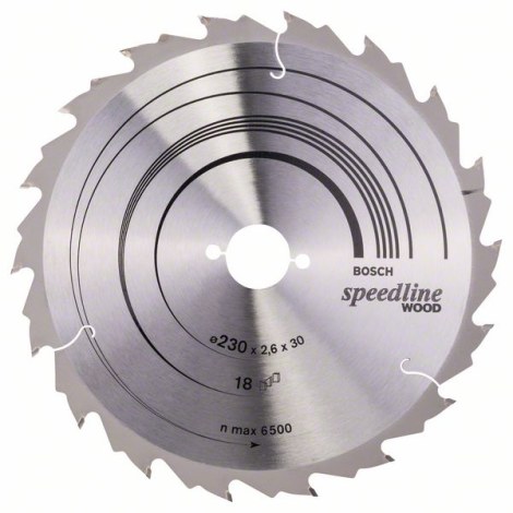 Пильный диск по дереву Bosch SPEEDLINE WOOD; 230x2,6x30,0 mm; Z18; 15°