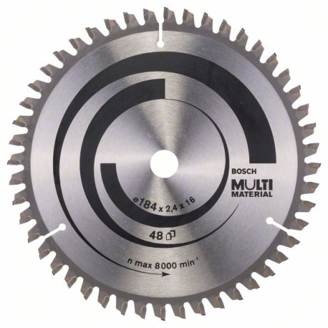 Пильный диск по дереву Bosch MULTI MATERIAL; 184x2,4x16,0 mm; Z48; -5°