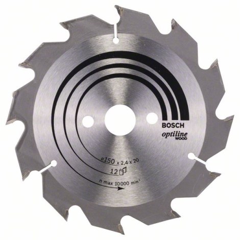 Пильный диск по дереву Bosch OPTILINE WOOD; 150x2,4x20,0 mm; Z12; 15°
