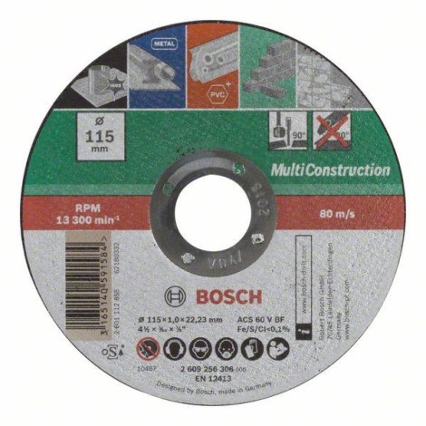 Абразивный режущий диск Bosch 2609256306; 115x22,23 mm