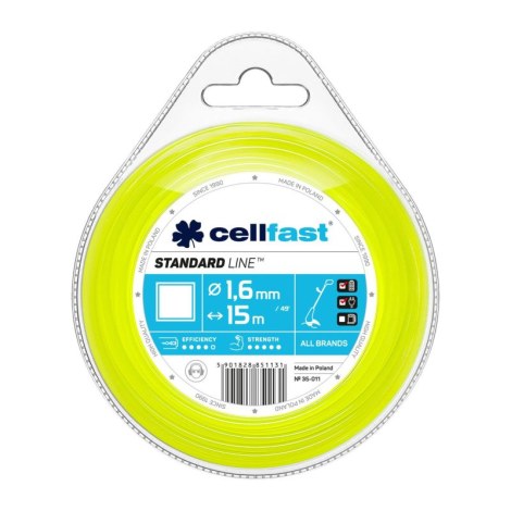 Леска триммерная для газонокосилки Cellfast 35-011; 1,6 mm; 15 m