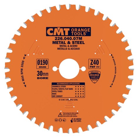 Пильный диск по металлу CMT 226; 190x2x30 mm; Z40; 0°