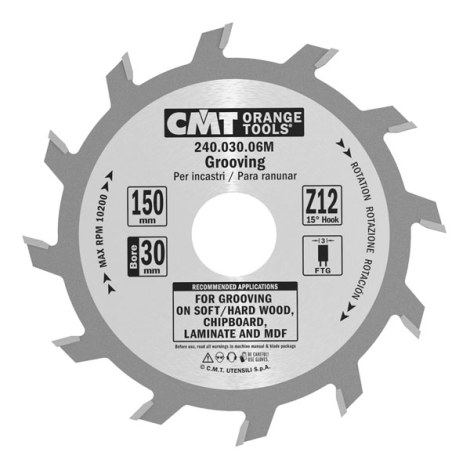 Пильный диск по дереву CMT 240; 150x5x30; Z12; 15°