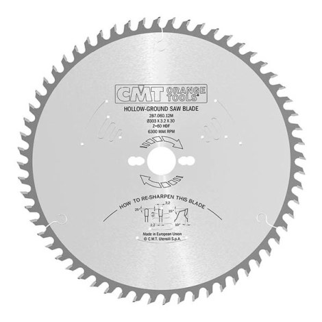 Пильный диск по дереву CMT 287; 303x3,2x30; Z60; 10°