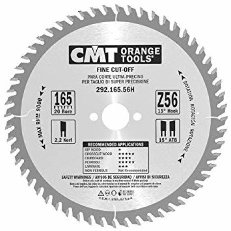 Пильный диск по дереву CMT 292; 165x2,2x20,0 mm; Z56; 10°