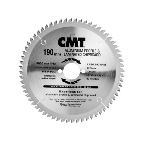Пильный диск по ламинату  CMT 296; 190x2,8x30; Z64; -6°
