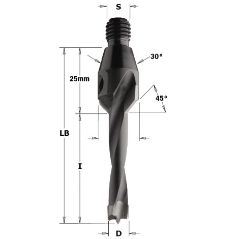Сверело по дереву CMT; S=M10/30°; D=8x20 mm