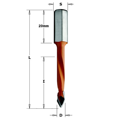 Сверело по дереву CMT; S=8 mm; D=5 mm
