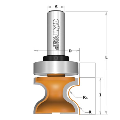 Фреза для профилирования ручек CMT 855.804.11B; 31,75/25,4 mm; с подшипником